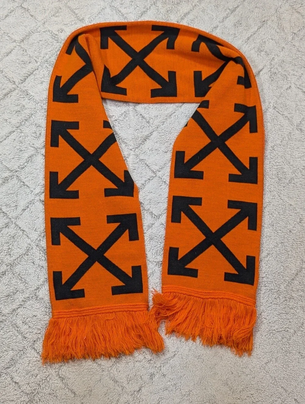 Off-White Scarf Adult OS Orange Black Diagonal Arrows Geometric Streetwear